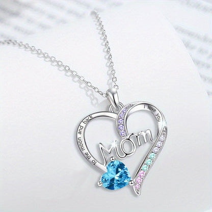 Women's Necklace Heart Mom Zirconia Elegant Mothers Day