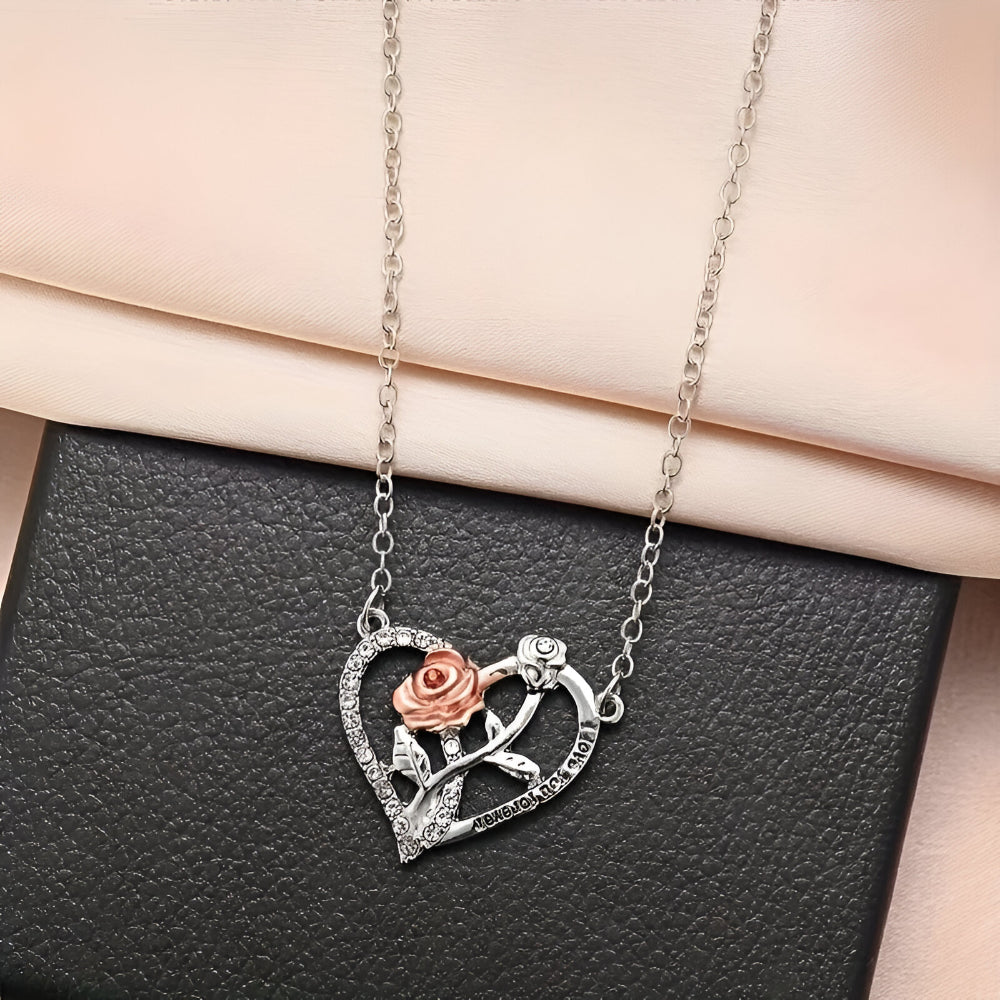 Heart Necklace Gift Set Bear Rose