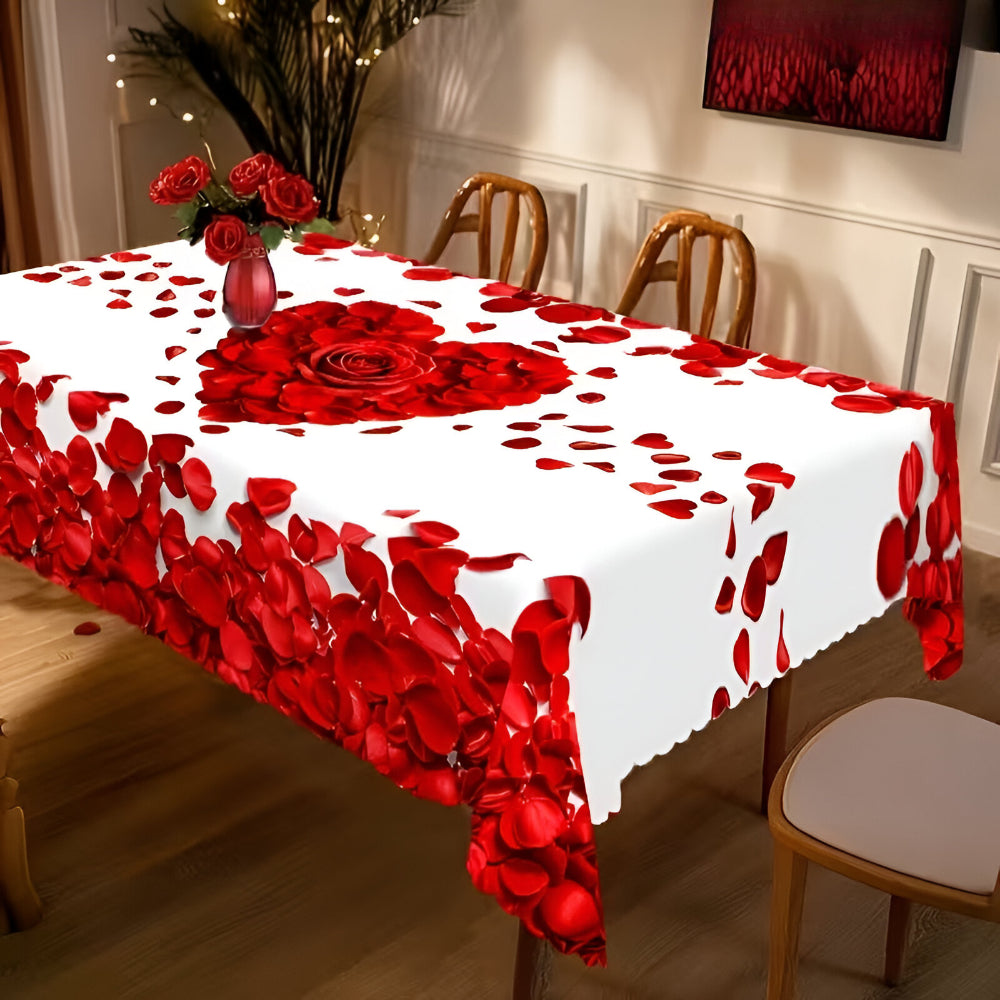 Rectangular Tablecloth Valentine's Pattern Roses Decorative