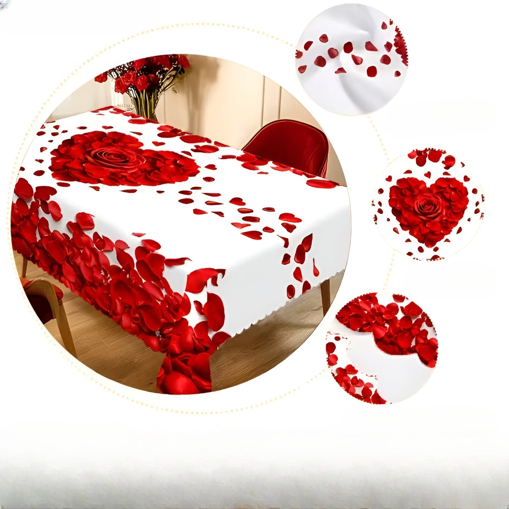 Rectangular Tablecloth Valentine's Pattern Roses Decorative