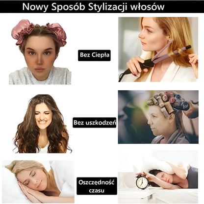 Opaska do Włosów Satynowa Bez Ciepła Lokówka Miękkie Loki
