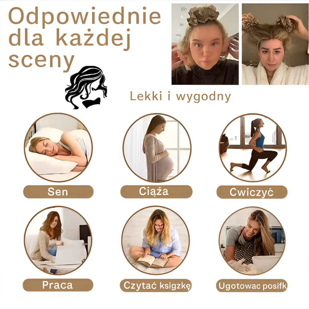 Opaska do Włosów Satynowa Bez Ciepła Lokówka Miękkie Loki