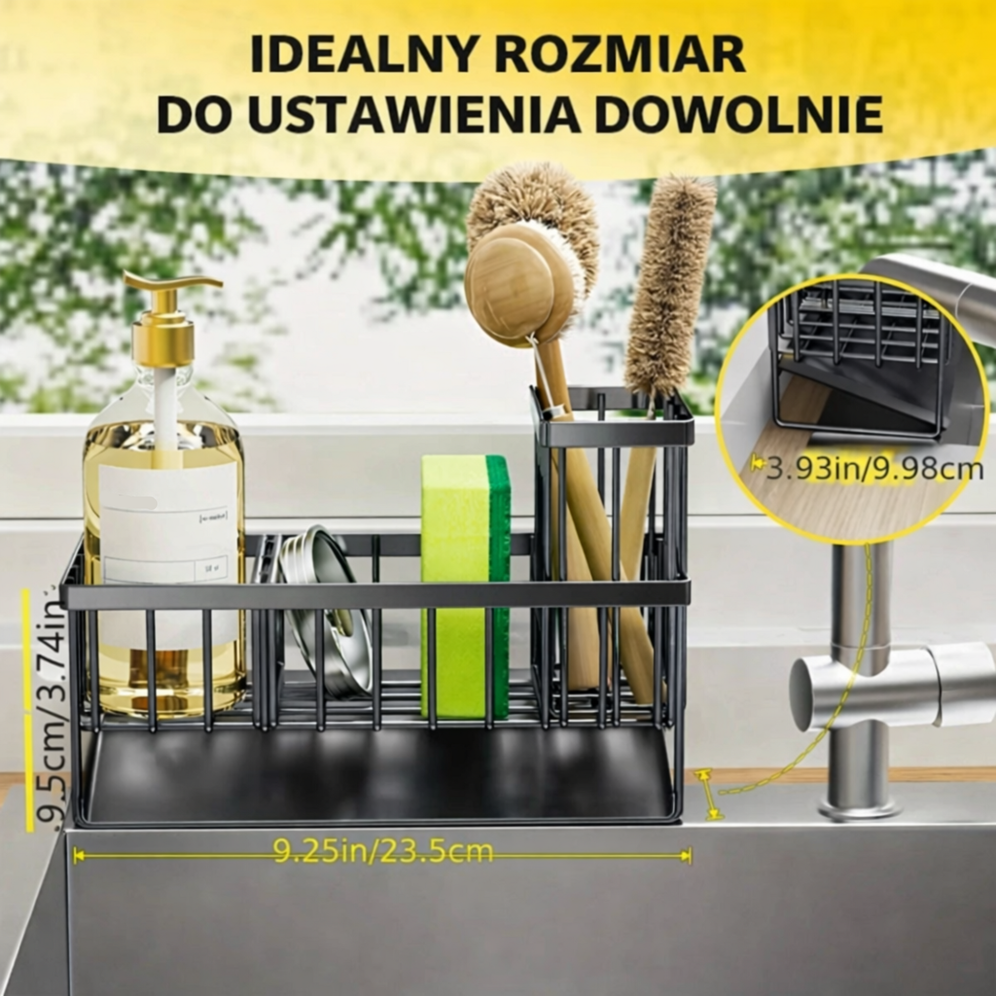 Organizer Zlewu Stalowy Ociekaczem Gąbkę Mydło 4