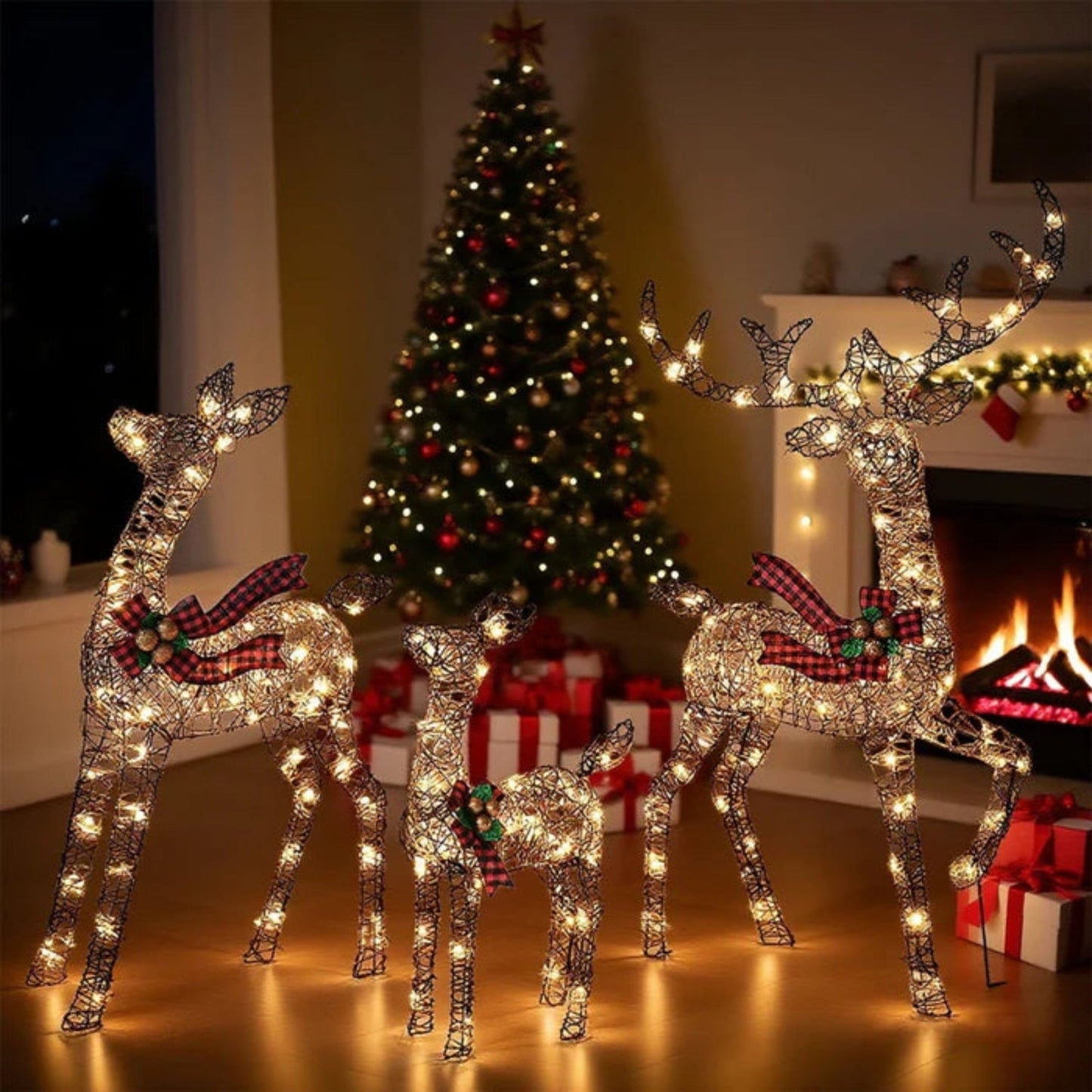 Adornos Navideños de Jardín Renos LED Decoración