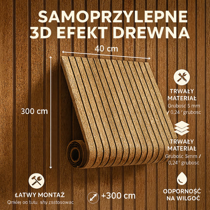 Panele Ścienne Samoprzylepne 3D Drewniane Nowoczesna Dekoracja