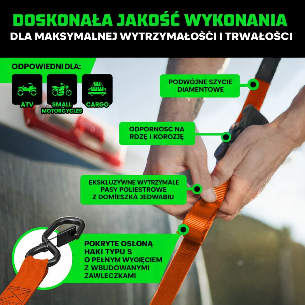 Pasy Transportowe Samozwijające Mocowanie Ładunku Transport Pojazdów