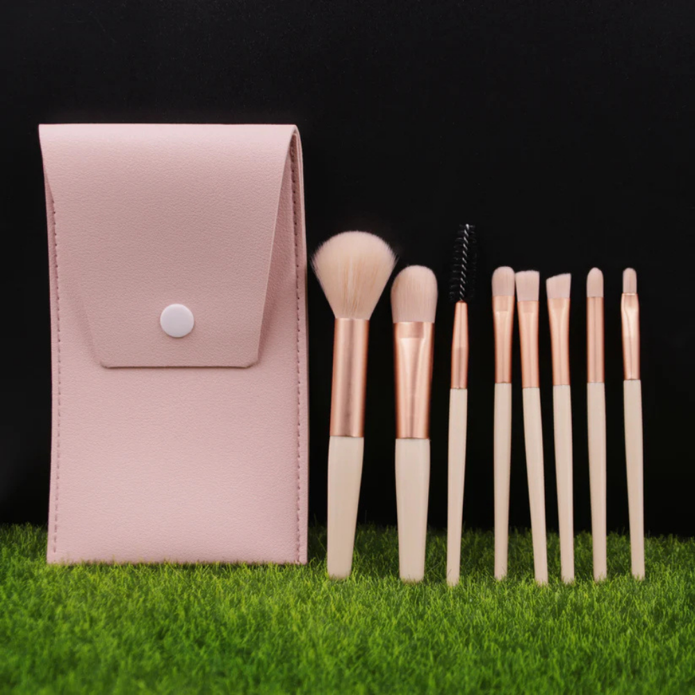 Set di Pennelli per Trucco con Astuccio da Viaggio 8 Pezzi