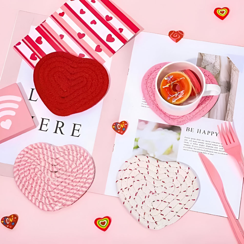Decorative Heart Table Mats Surface Protection Set