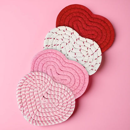Decorative Heart Table Mats Surface Protection Set