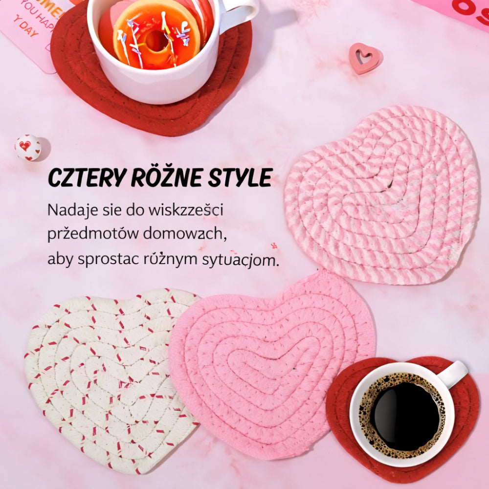 Decorative Heart Table Mats Surface Protection Set