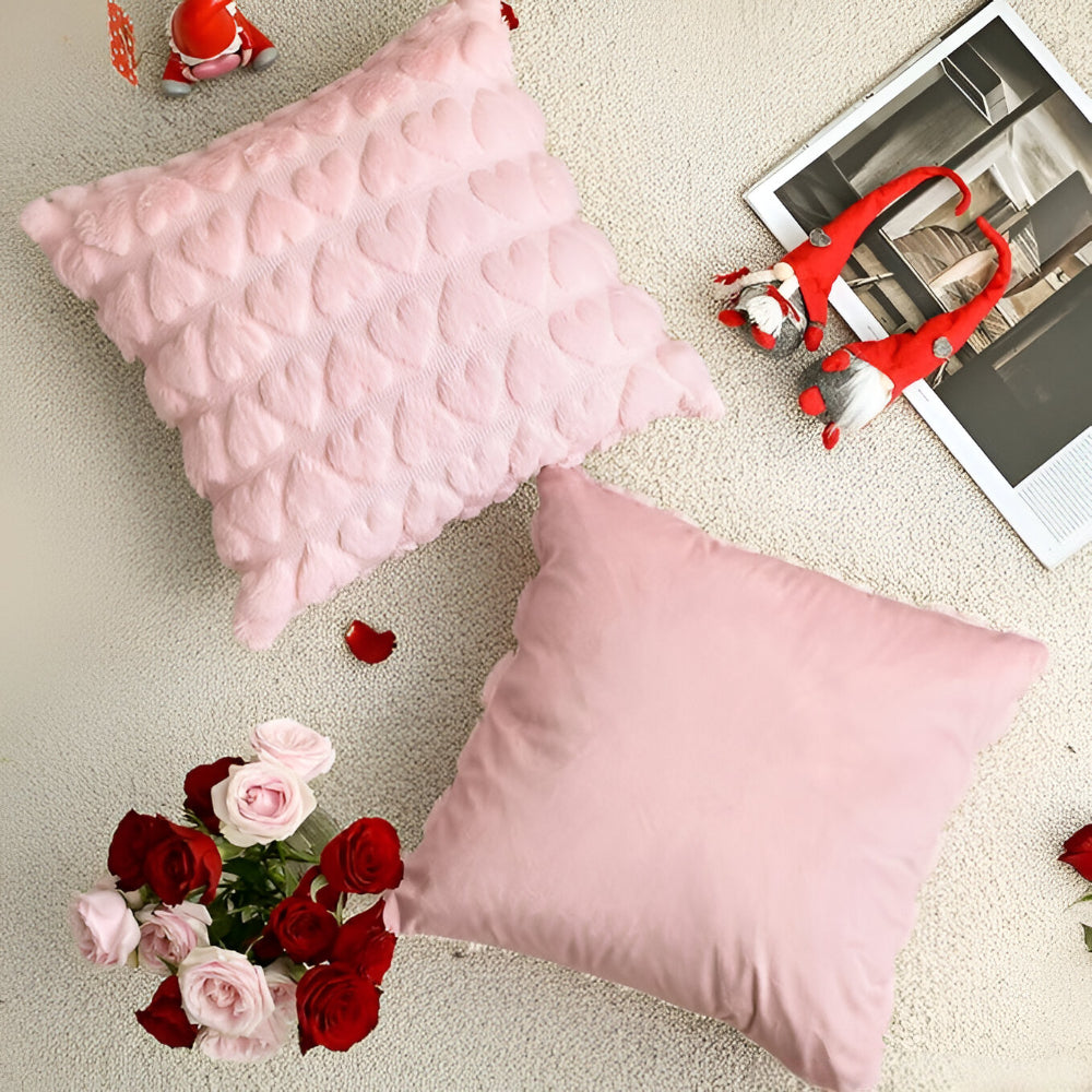 Valentine's Decorative Pillowcases Pink Heart Motif