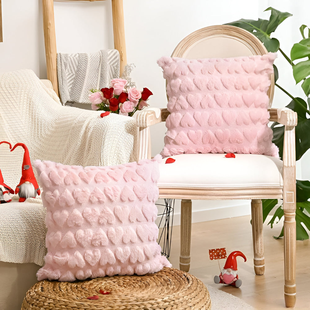 Valentine's Decorative Pillowcases Pink Heart Motif