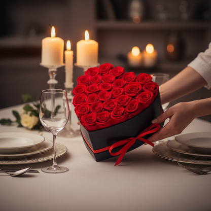 Rosa Eterna Regalo Corazón Caja Decorativa
