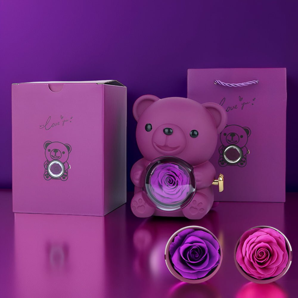 Decorative Figure Bear Rose Jewelry Box Gift