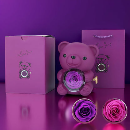 Decorative Figure Bear Rose Jewelry Box Gift