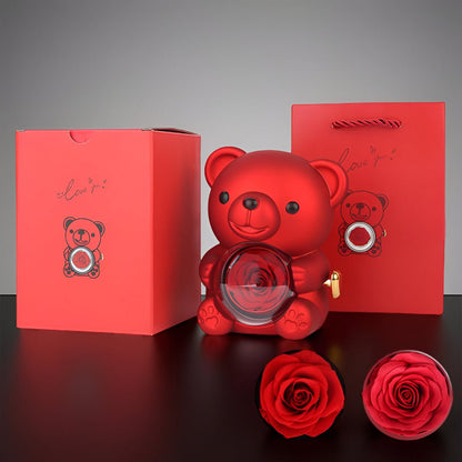 Decorative Figure Bear Rose Jewelry Box Gift