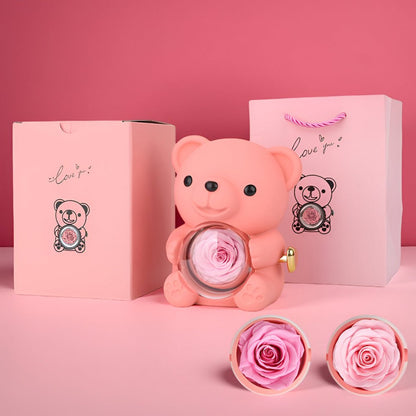 Decorative Figure Bear Rose Jewelry Box Gift