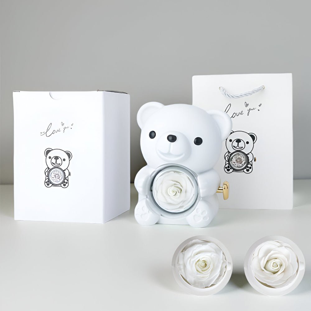Decorative Figure Bear Rose Jewelry Box Gift