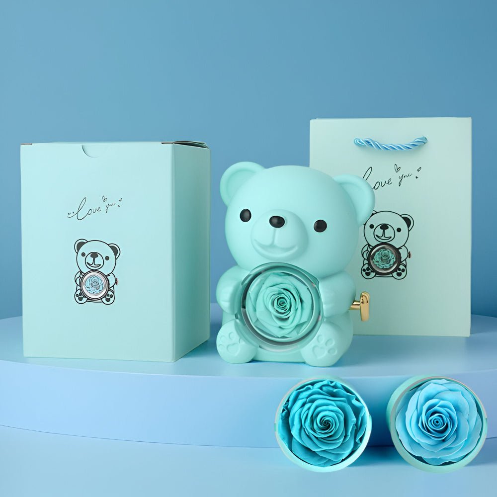 Decorative Figure Bear Rose Jewelry Box Gift