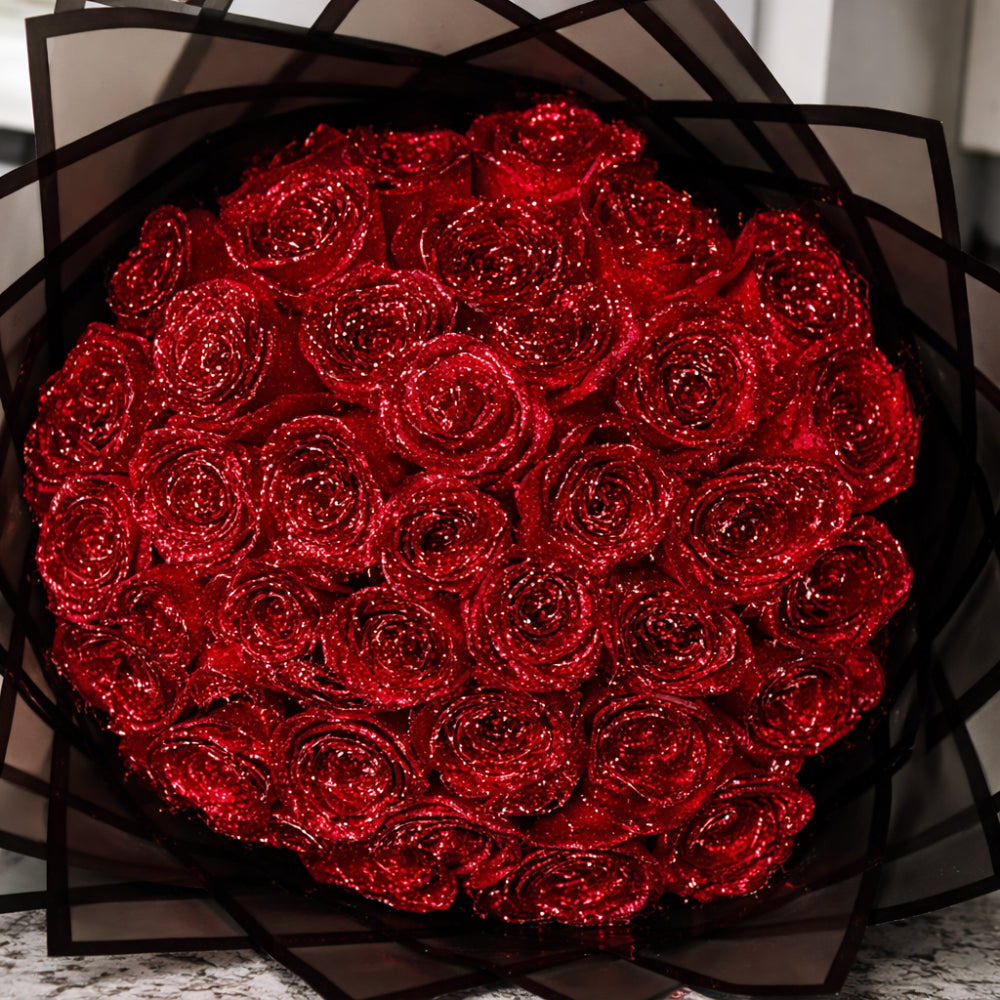 Artificial Glitter Rose Gift Decoration Box