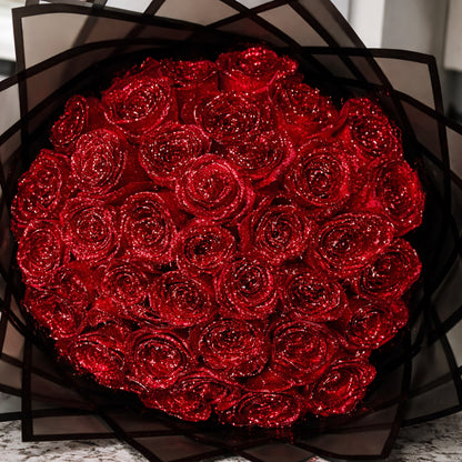 Artificial Glitter Rose Gift Decoration Box