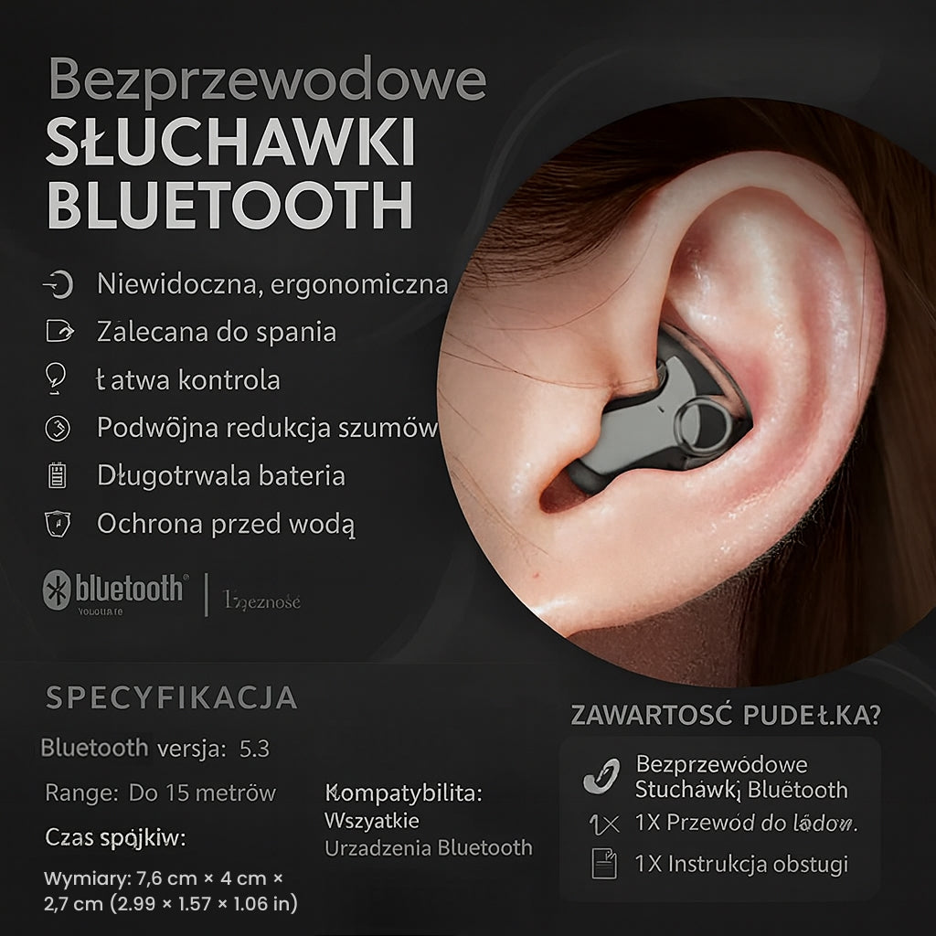 Słuchawki Bluetooth Bezprzewodowe Douszne Ultralekkie Redukcja Hałasu