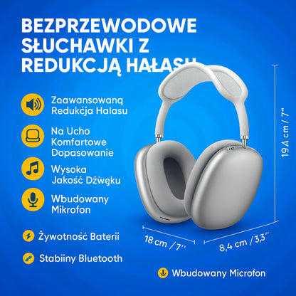 Słuchawki Bluetooth Nauszne Aktywna Redukcja Hałasu ANC