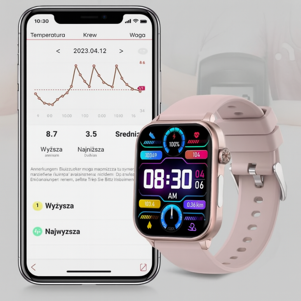 Smartwatch Sportowy Monitor Zdrowia Tętno Krokomierz GPS