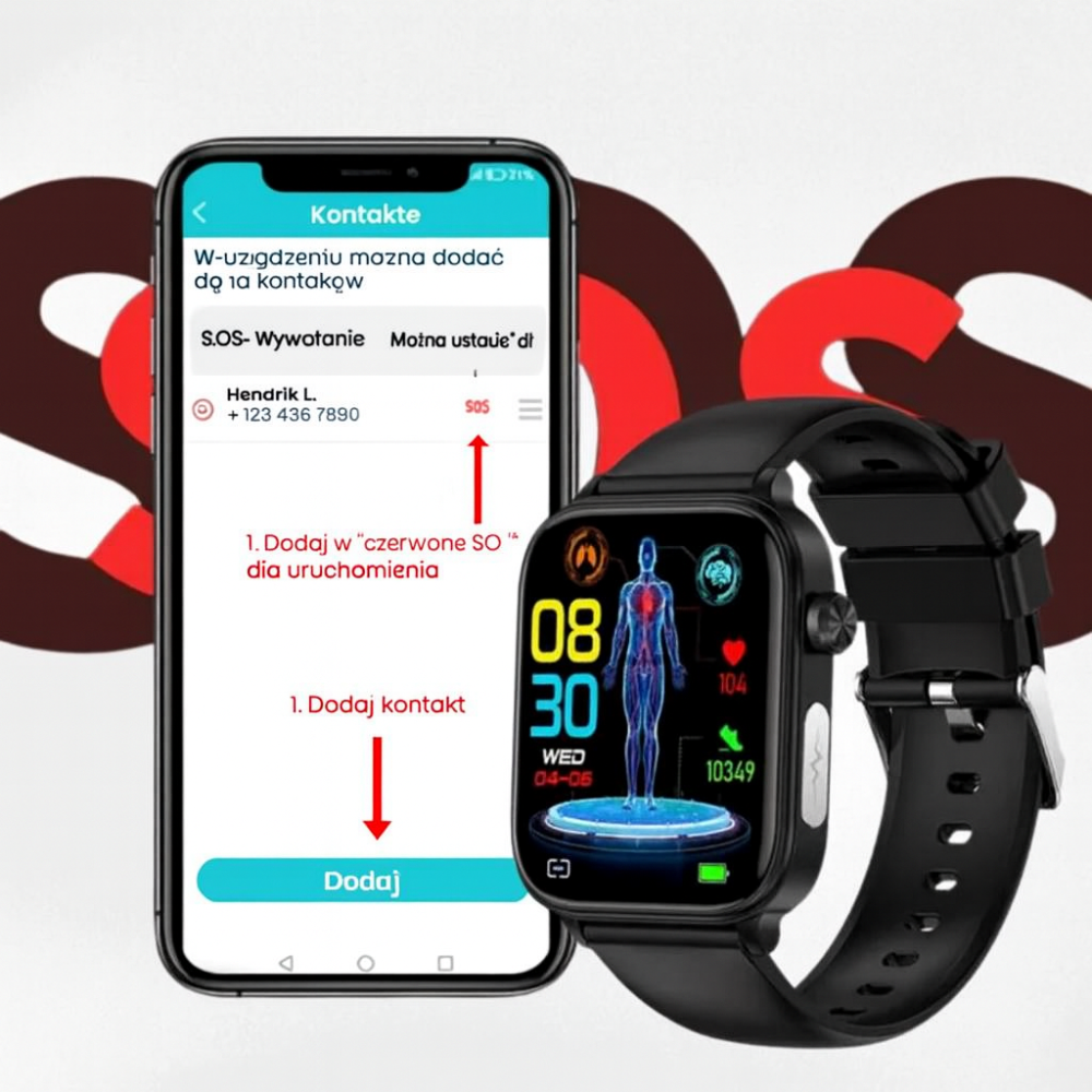 Smartwatch Sportowy Monitor Zdrowia Tętno Krokomierz GPS