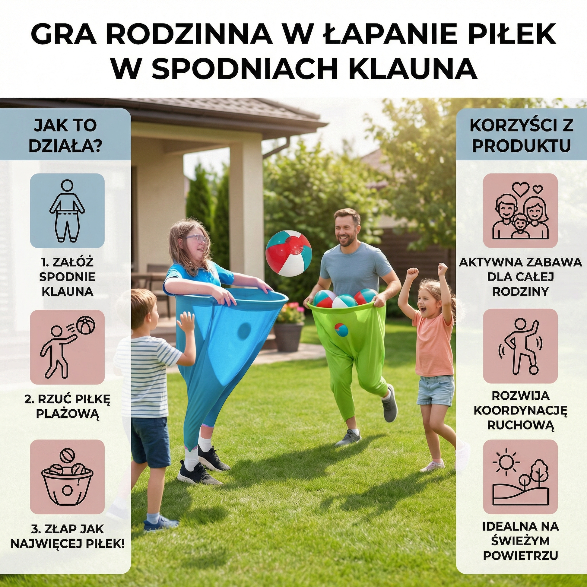 Spodnie Klauna Gra Rodzinna Łapaniem Piłek 2