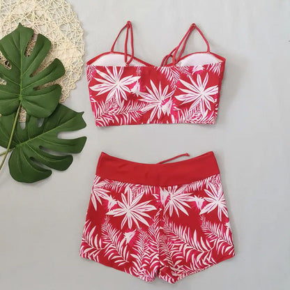 Strój Kąpielowy Damski Bikini Wysoki Stan Szorty Wiązanie