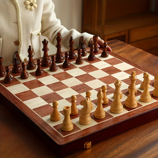 Szachy Drewniane Składane Figurami Zestaw Strategiczny 1