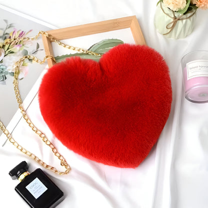Women's Bag Plush Heart Chain