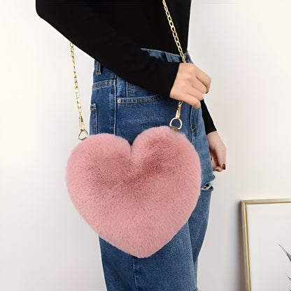 Women's Bag Plush Heart Chain
