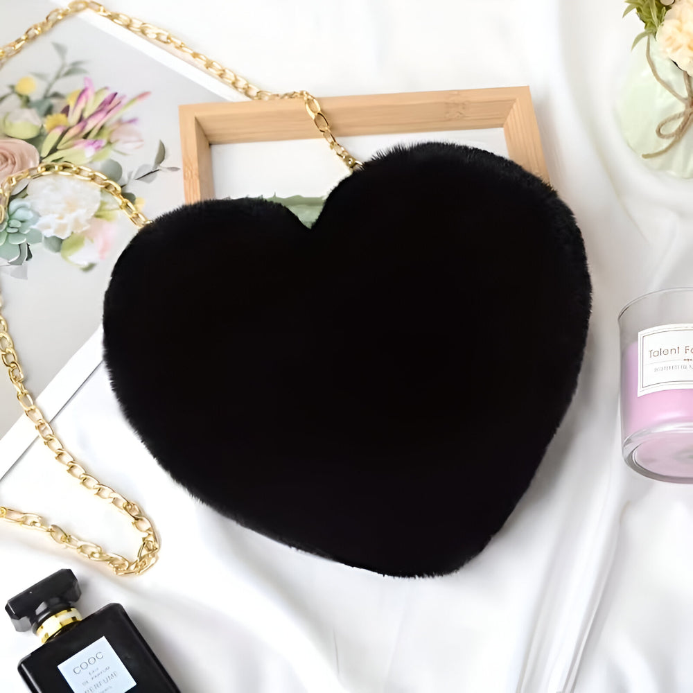 Women's Bag Plush Heart Chain