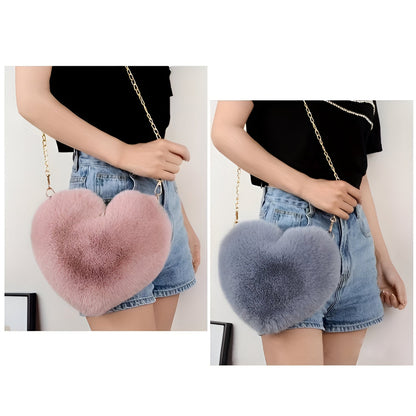 Women's Bag Plush Heart Chain