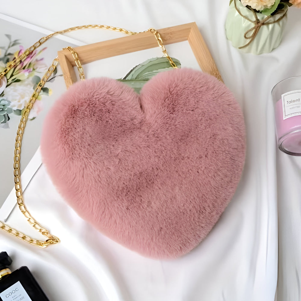 Women's Bag Plush Heart Chain