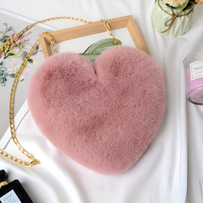 Women's Bag Plush Heart Chain
