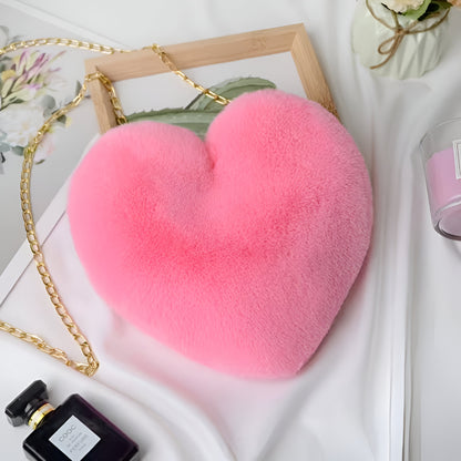 Women's Bag Plush Heart Chain