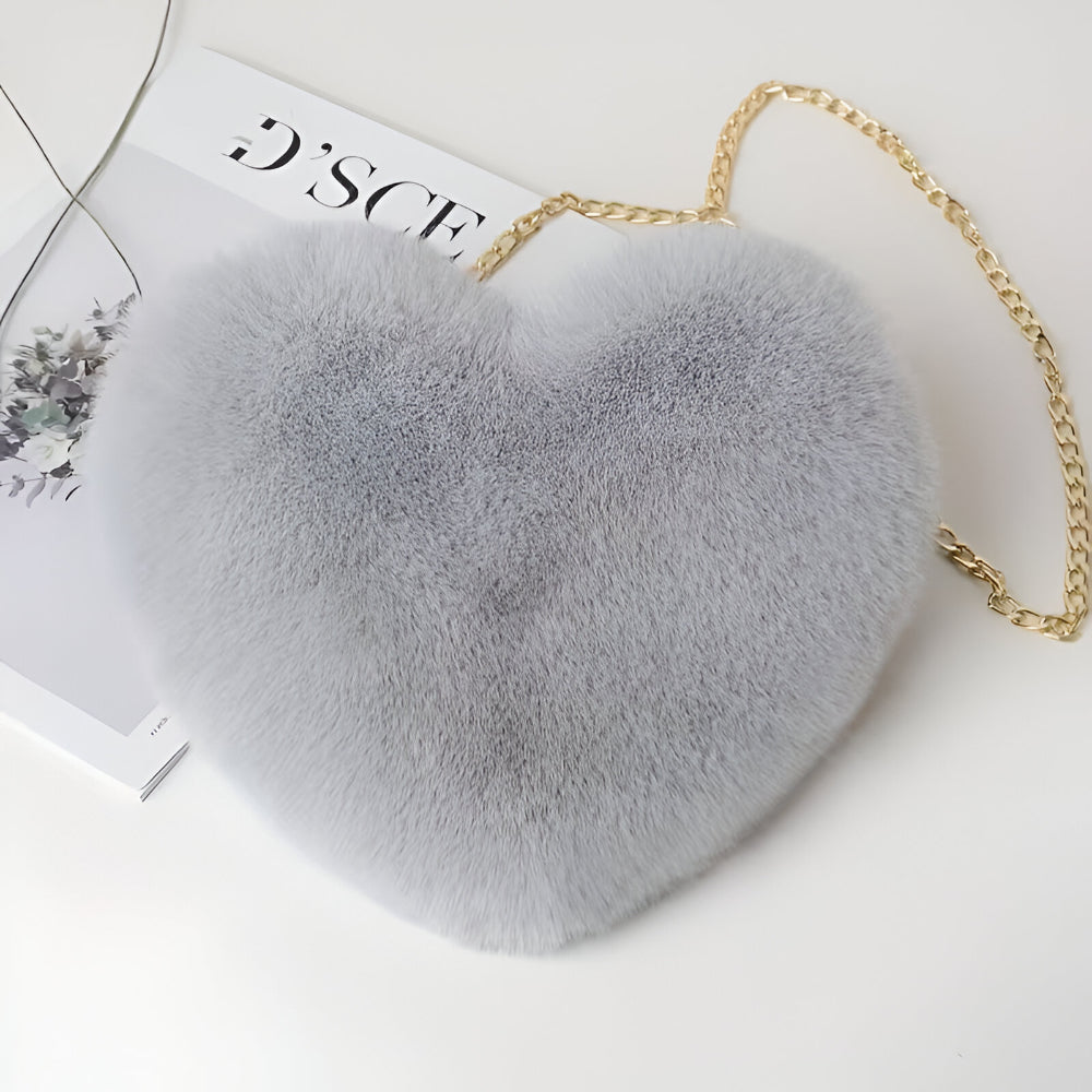 Women's Bag Plush Heart Chain