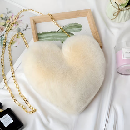 Women's Bag Plush Heart Chain