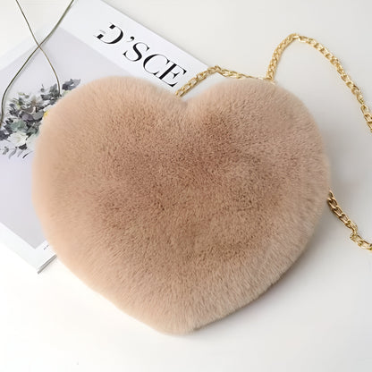 Women's Bag Plush Heart Chain