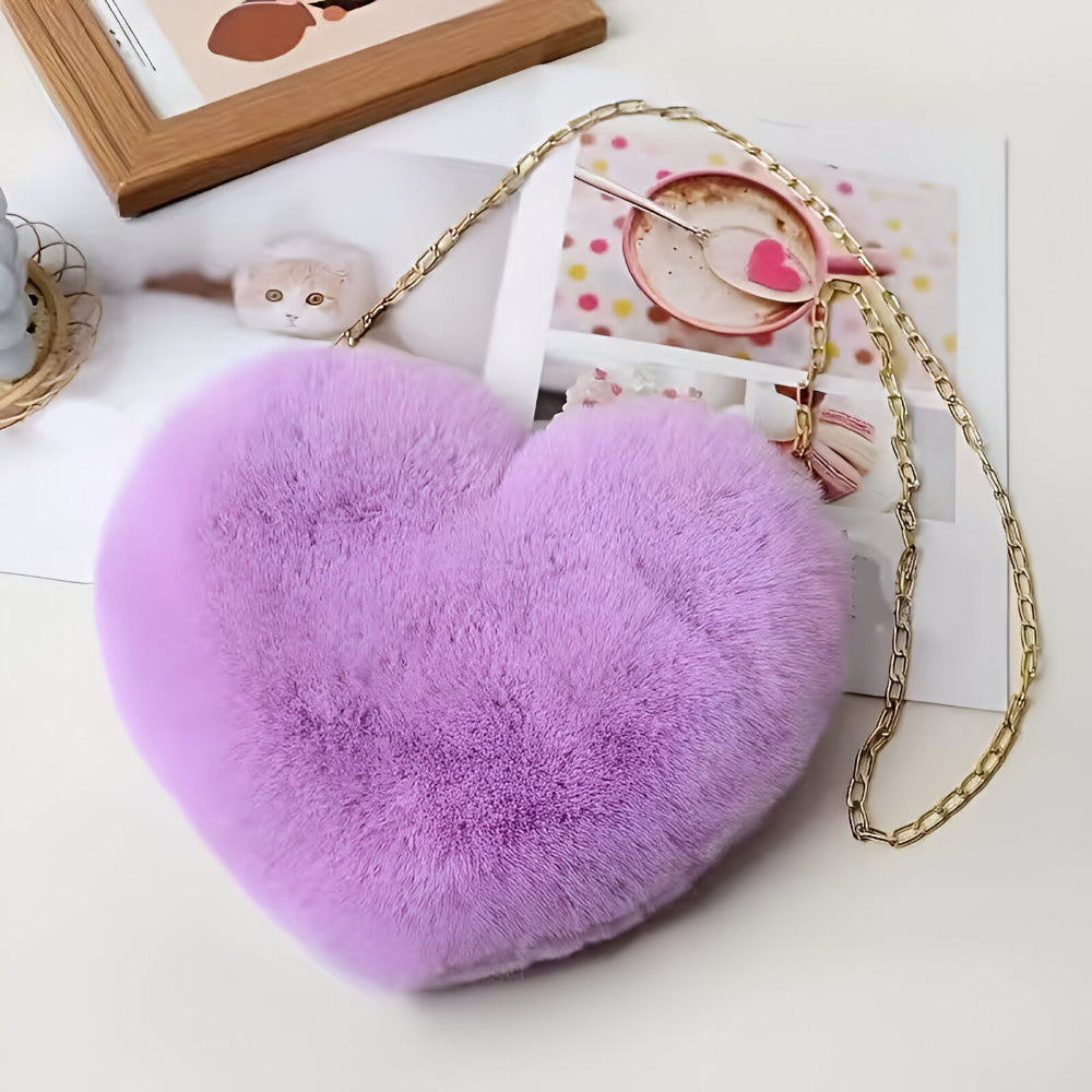 Women's Bag Plush Heart Chain