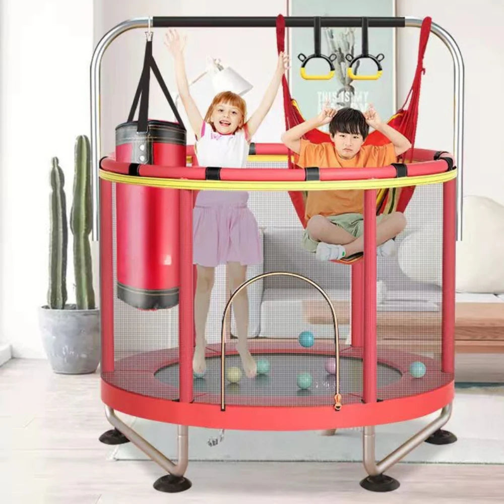 Trampoline for Children with Net and Swing for Safe Play