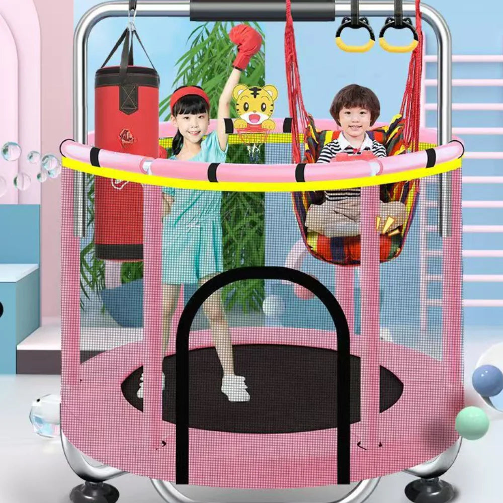 Trampoline for Children with Net and Swing for Safe Play