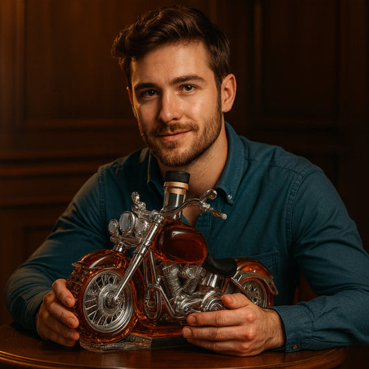 Whisky Karafka Motocykl Szklana Dekoracja Barowa