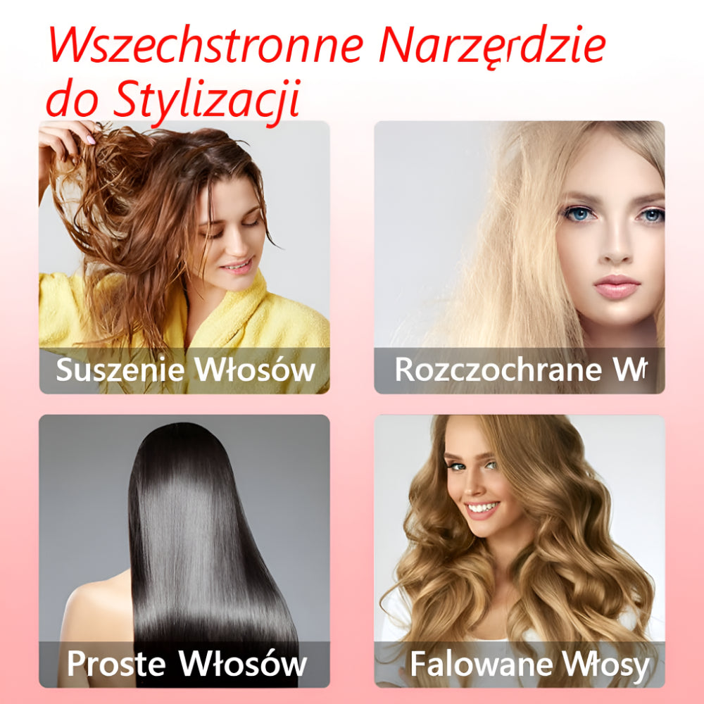 Rotating Hair Brush Ionization Hair Dryer-Curling Iron