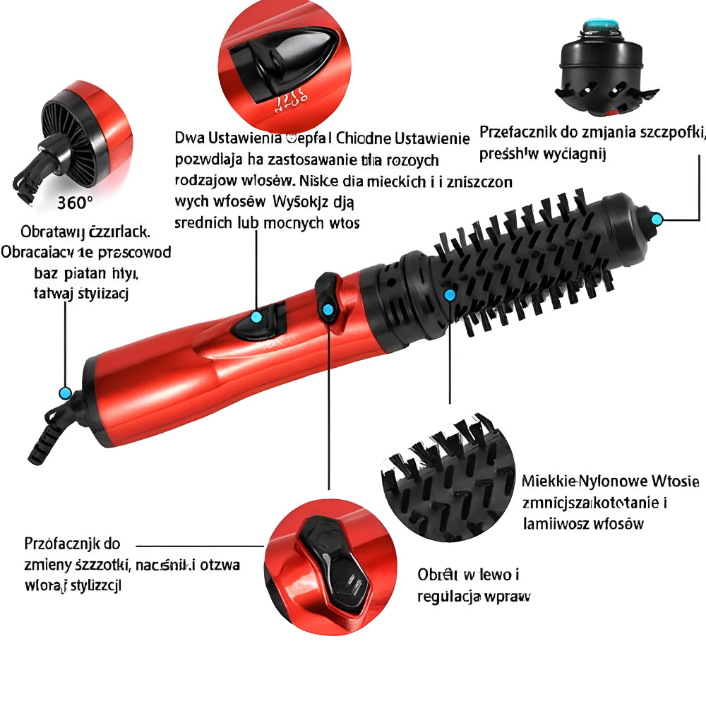 Rotating Hair Brush Ionization Hair Dryer-Curling Iron