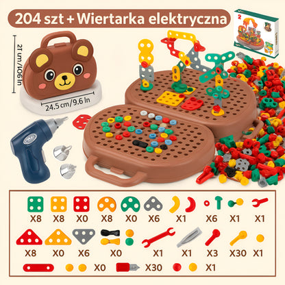 Zabawka Edukacyjna Montessori Konstrukcyjna z Elektryczną Wiertarką