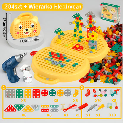 Zabawka Edukacyjna Montessori Konstrukcyjna z Elektryczną Wiertarką